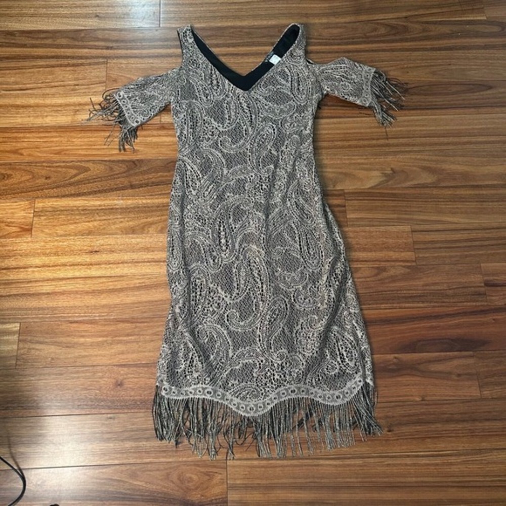 Venus Lace Dress Cold Shoulder Fringe Party Cocktail Dress